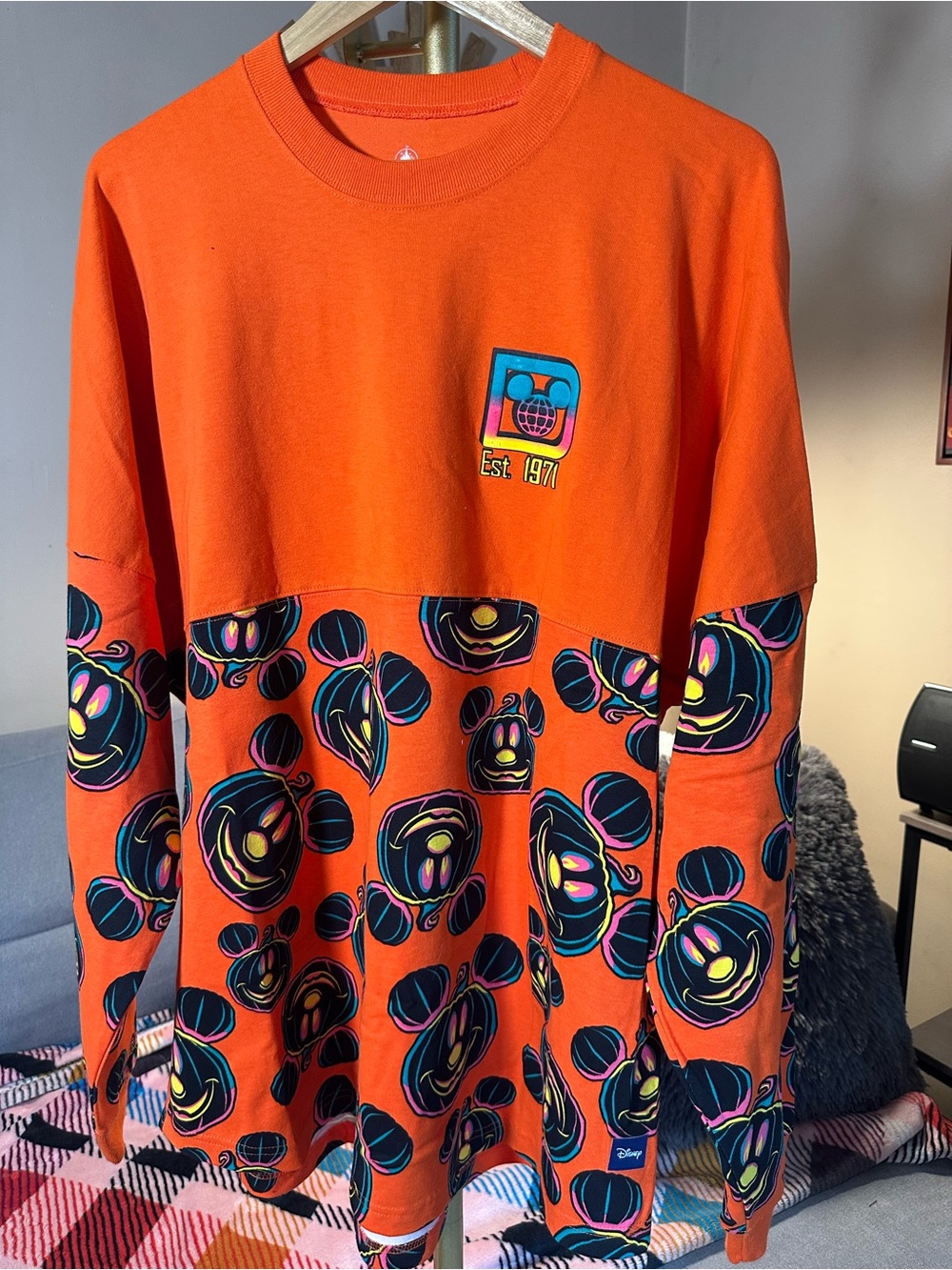 Walt Disney World Halloween Orange Spirit Jersey with Multicolor Mickey Pumpkins
